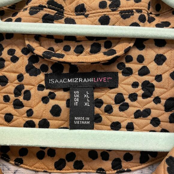 Isaac Mizrahi Live! Women's L Brown Jacquard Dot Quilted Knit‎ Full Zip Jacket - Picture 2 of 4